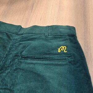 Malbon Golf Corduroy Pants Mens 30 Forest Green Embroidered Logo Straight Leg‎